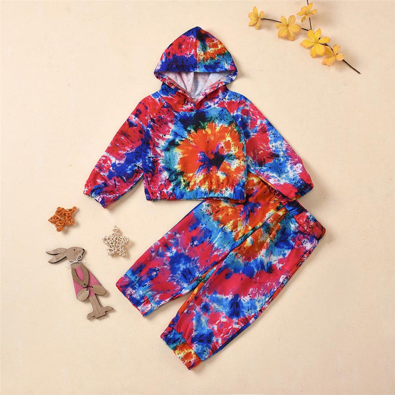 Unisex Hooded Tie-dye Long Sleeve Top & Trousers Toddler Wholesale - PrettyKid