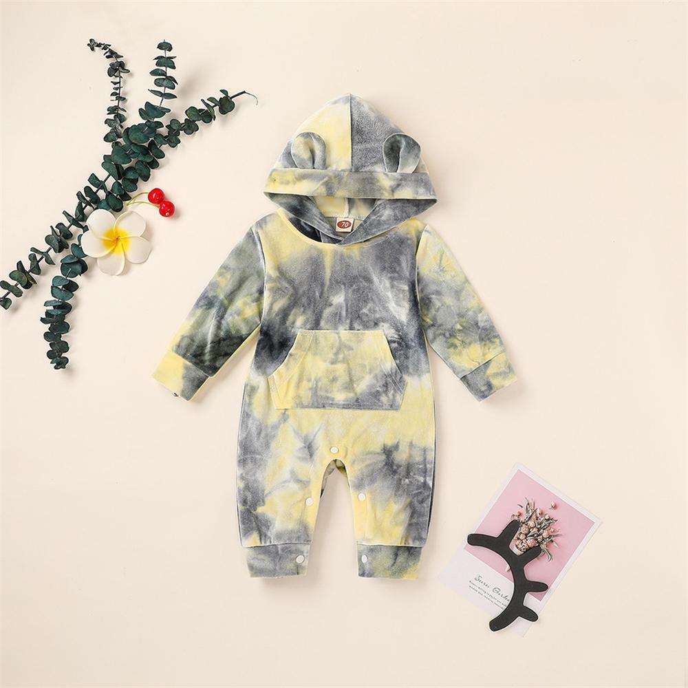 Baby Unisex Hooded Tie Dye Cute Romper Baby Outfits - PrettyKid