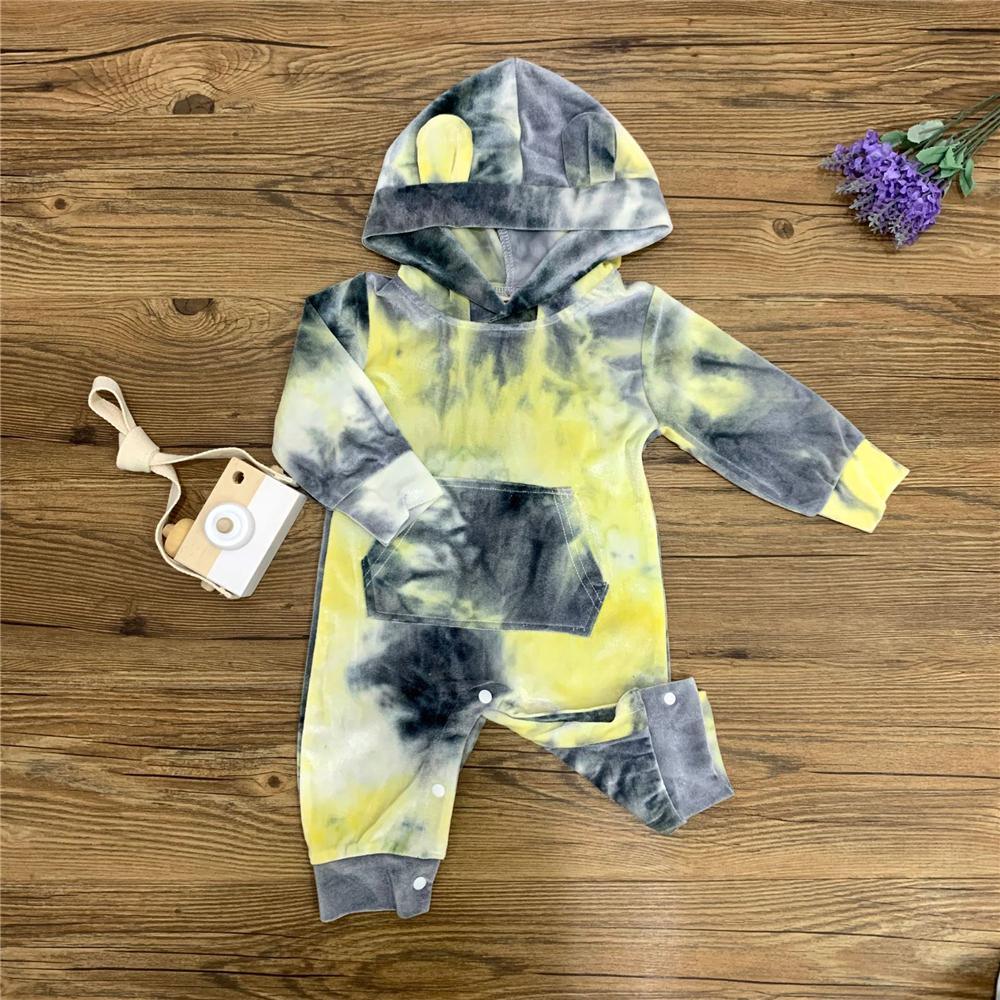 Baby Unisex Hooded Tie Dye Cute Romper Baby Outfits - PrettyKid