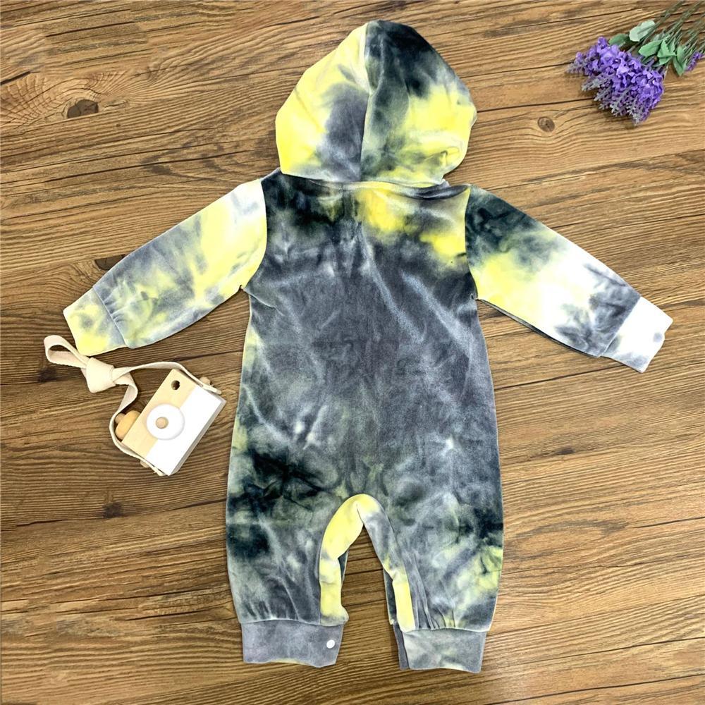 Baby Unisex Hooded Tie Dye Cute Romper Baby Outfits - PrettyKid