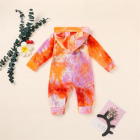 Baby Unisex Hooded Tie Dye Cute Romper Baby Outfits - PrettyKid