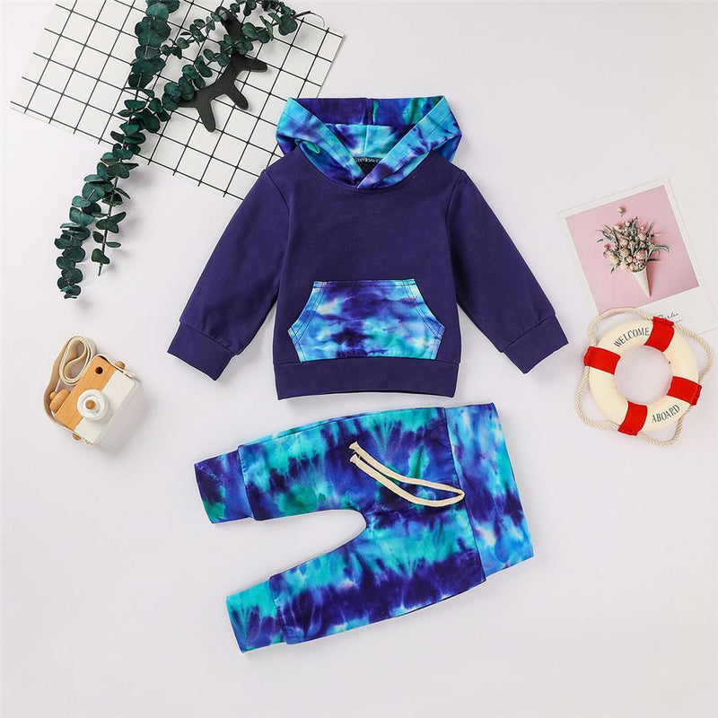 Boys Hooded Tie Dye Long Sleeve Tops & Pants - PrettyKid