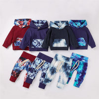 Boys Hooded Tie Dye Long Sleeve Tops & Pants - PrettyKid