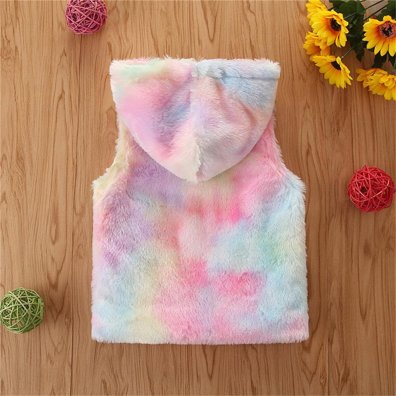 Girls Hooded Tie Dye Zipper Cardigan Vest Girls Boutique Clothes Wholesale - PrettyKid