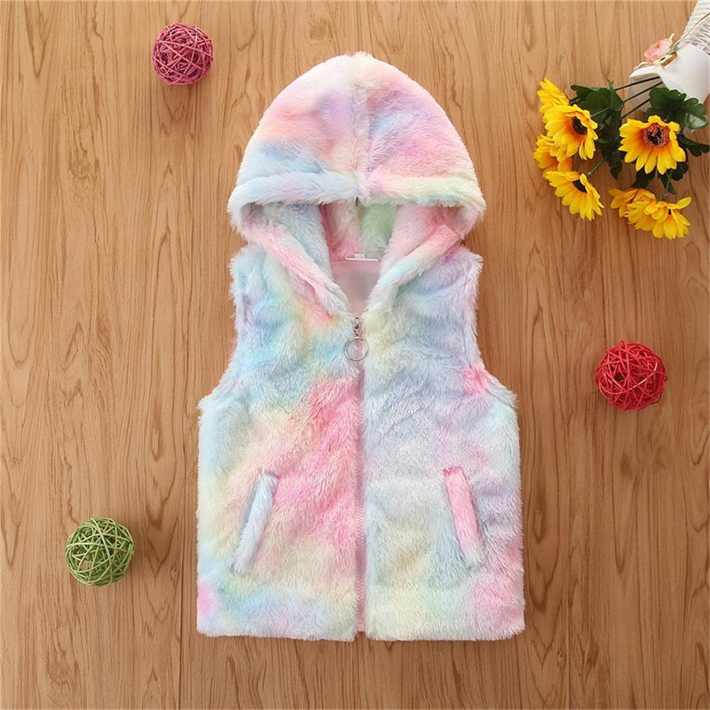 Girls Hooded Tie Dye Zipper Cardigan Vest Girls Boutique Clothes Wholesale - PrettyKid