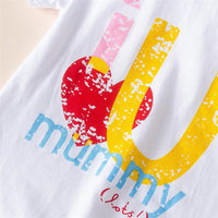 Baby Unisex I Love Mummy Heart Printed Short Sleeve Romper Wholesale Baby Cloths - PrettyKid