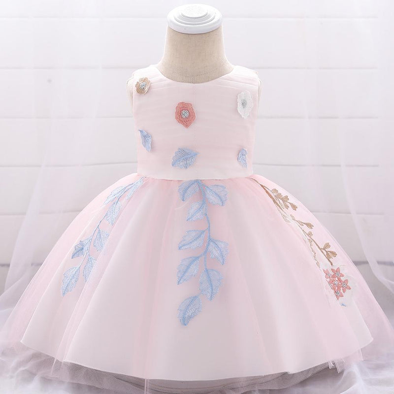 Baby Girl Flower Embroidered Princess Dress - PrettyKid