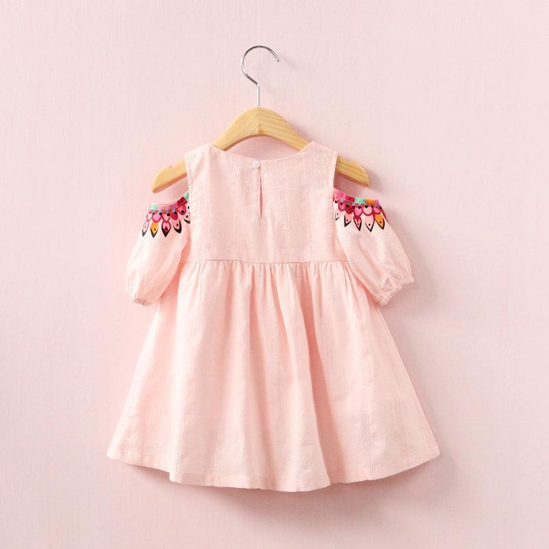 Fashionable Cartoon Off Shoulder Pure Cotton Dress - PrettyKid