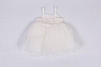 Girls Cute Pearl Rose Suspender Mesh Dress - PrettyKid