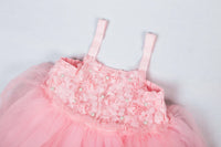 Girls Cute Pearl Rose Suspender Mesh Dress - PrettyKid