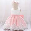Baby Girl Princess Bow Lace Dress With Hair Band - PrettyKid