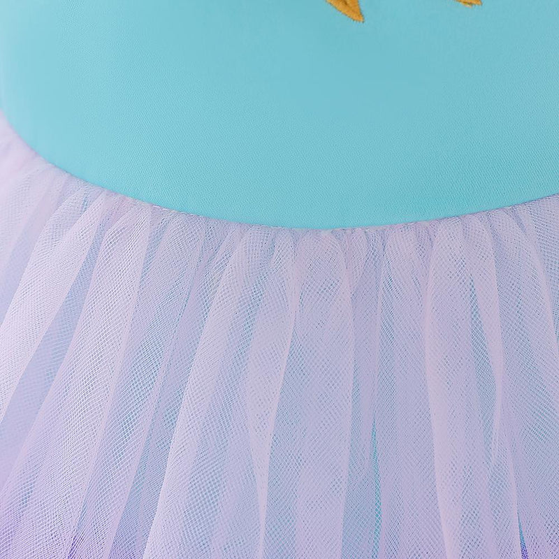 Girl Flying Sleeve Unicorn Colorful Tutu Dress - PrettyKid