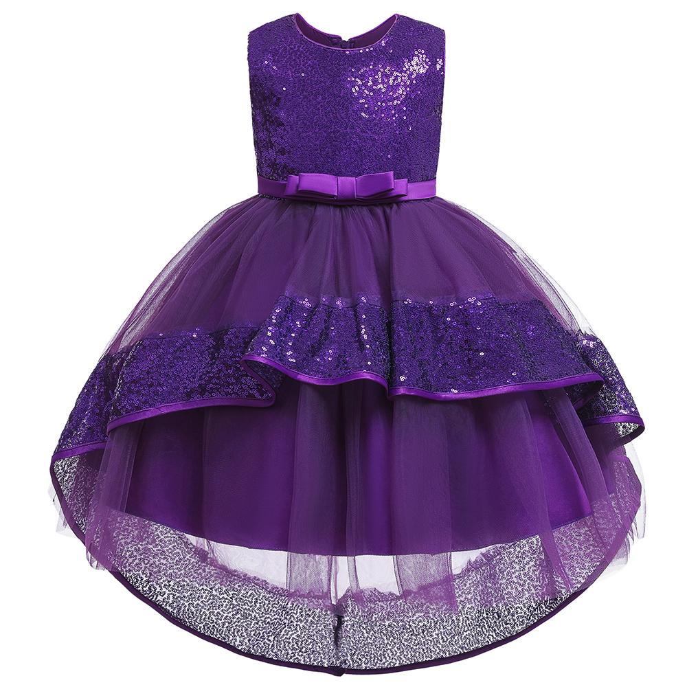 Girls Prom Dresses Sequined Dress Bow Dress Girls Trailing Dresses - PrettyKid