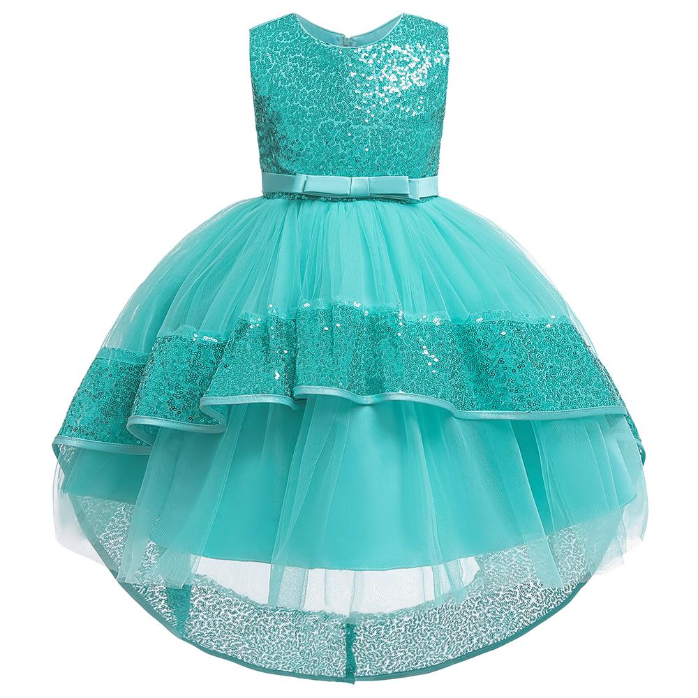 Girls Prom Dresses Sequined Dress Bow Dress Girls Trailing Dresses - PrettyKid