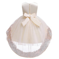 Girls Prom Dresses Sequined Dress Bow Dress Girls Trailing Dresses - PrettyKid