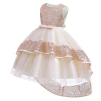 Girls Prom Dresses Sequined Dress Bow Dress Girls Trailing Dresses - PrettyKid