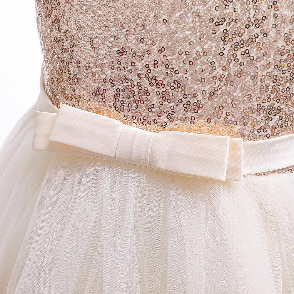 Girls Prom Dresses Sequined Dress Bow Dress Girls Trailing Dresses - PrettyKid