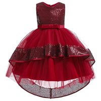 Girls Prom Dresses Sequined Dress Bow Dress Girls Trailing Dresses - PrettyKid