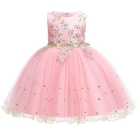 Girls Party Wedding Dress Princess Dress Embroidered Sleeveless Dress - PrettyKid