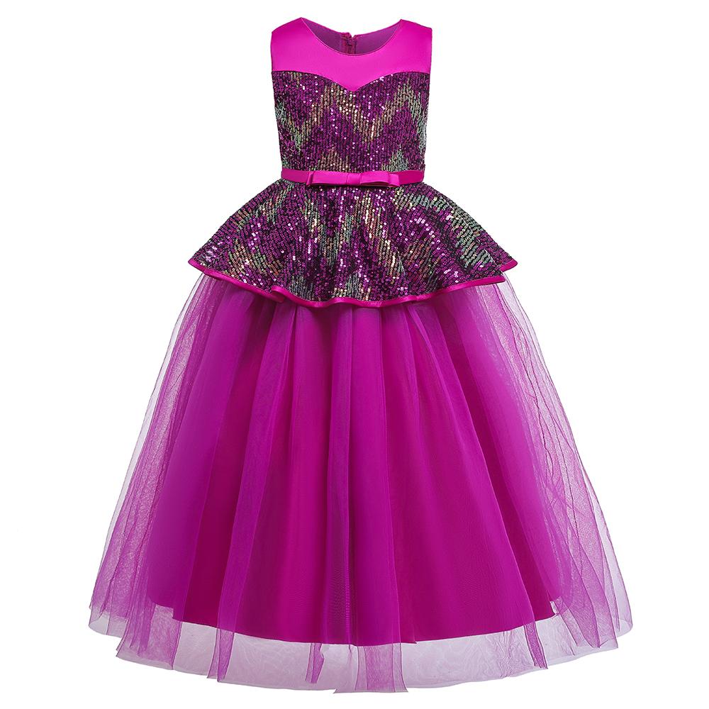 Girls' Evening Dresses Floor Long Dresses Color Sequined Dresses - PrettyKid