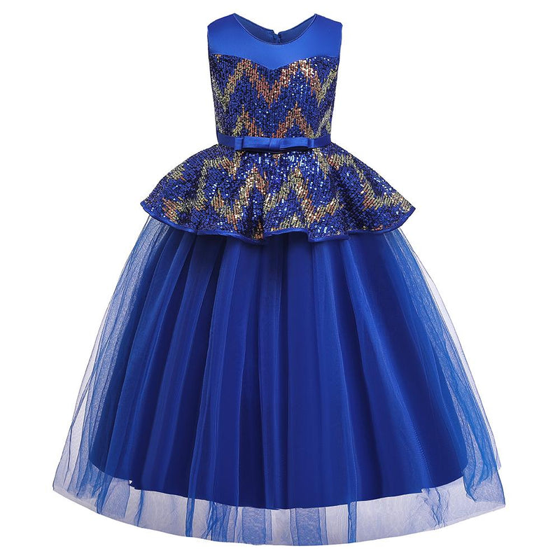 Girls' Evening Dresses Floor Long Dresses Color Sequined Dresses - PrettyKid