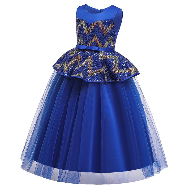 Girls' Evening Dresses Floor Long Dresses Color Sequined Dresses - PrettyKid