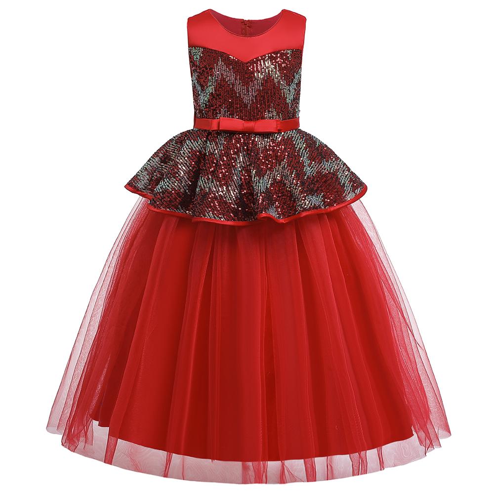 Girls' Evening Dresses Floor Long Dresses Color Sequined Dresses - PrettyKid