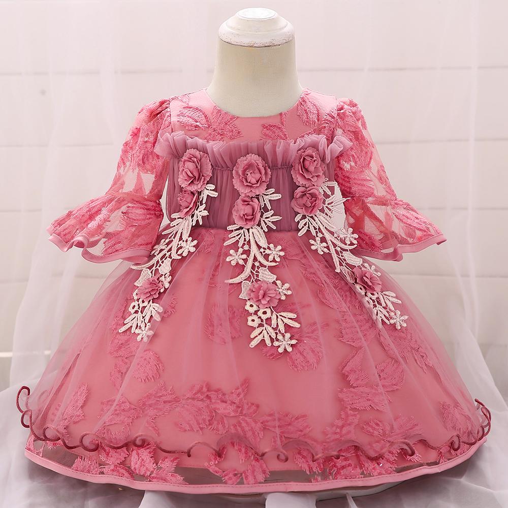 Baby Girl Prom Three Quarter Sleeve Princess Dress - PrettyKid