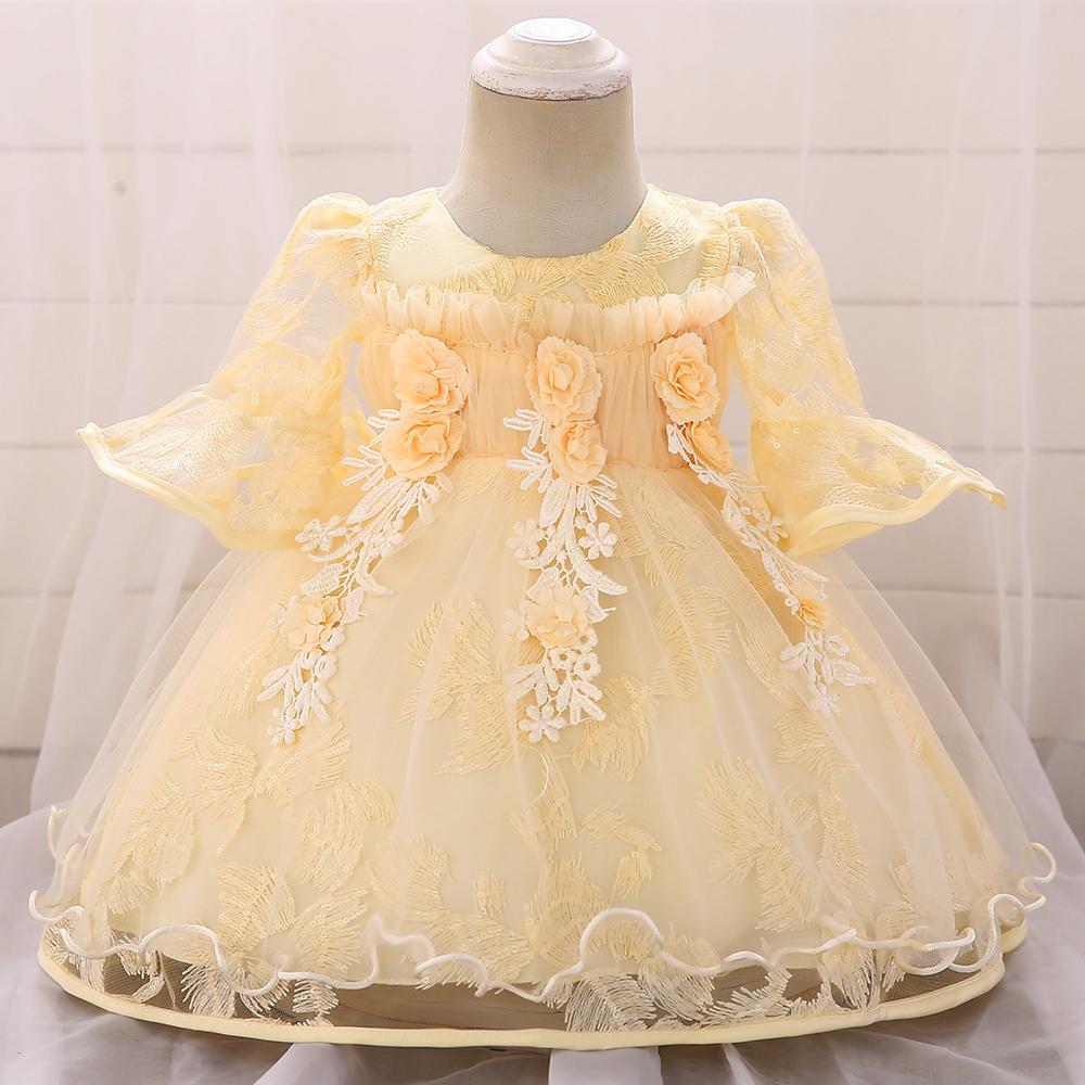 Baby Girl Prom Three Quarter Sleeve Princess Dress - PrettyKid