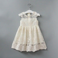 Fashionable Girls Lace Flower Solid Color Mesh Gown Princess Dress - PrettyKid