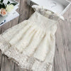 Fashionable Girls Lace Flower Solid Color Mesh Gown Princess Dress - PrettyKid