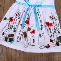 Fashionable Cartoon Print Bow Sleeveless Dress - PrettyKid