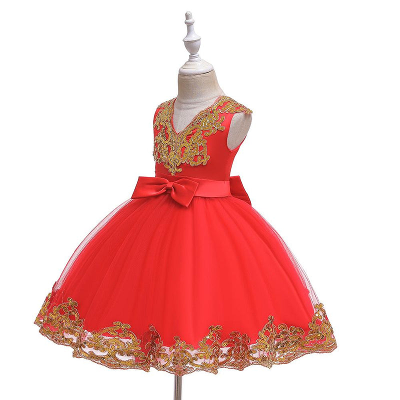 Girls' Prom Dress Sequins V-Neck Girls' Performance Dress With Hat - PrettyKid