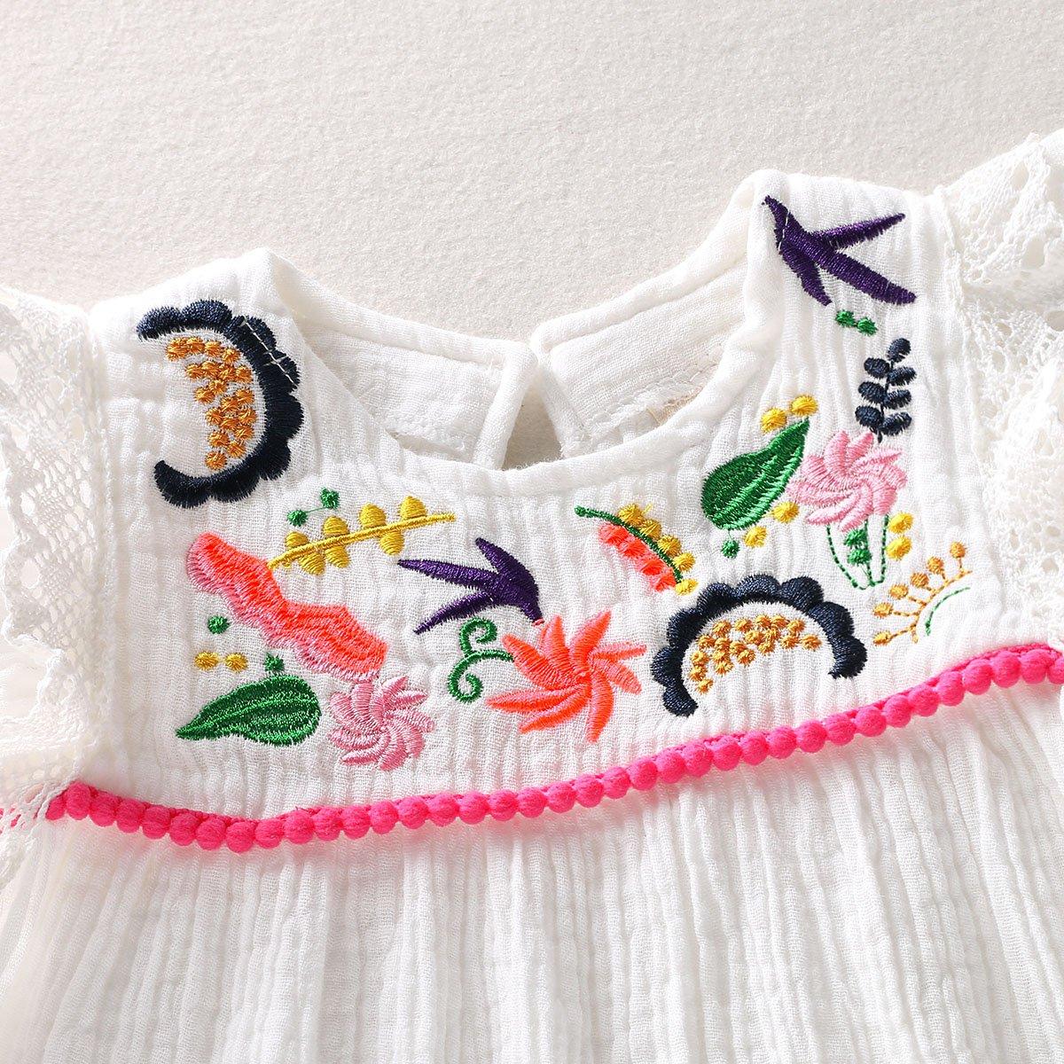 Toddler Girls Lovely Sleeveless Cotton Linen Embroidered Dress - PrettyKid