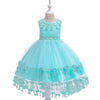 Girl Lace Solid Color Princess Tail Dress - PrettyKid