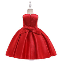 Girl Satin Doll Collar Princess Prom Evening Dress - PrettyKid