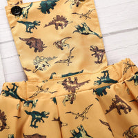 Toddler Girl Cartoon Dinosaur Sleeveless Girl Strap Skirt - PrettyKid