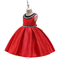 Girl Satin Doll Collar Princess Prom Evening Dress - PrettyKid