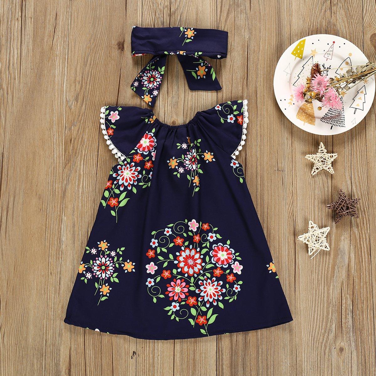 Toddler Girls Ruffled One Word Collar Flower Dress - PrettyKid