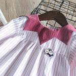 Fashionable Girls Doll Collar Striped Pleated Princess Dress - PrettyKid