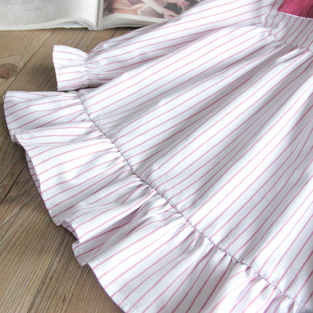 Fashionable Girls Doll Collar Striped Pleated Princess Dress - PrettyKid