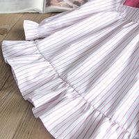 Fashionable Girls Doll Collar Striped Pleated Princess Dress - PrettyKid