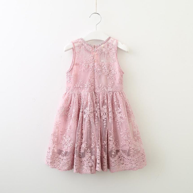 Girls Mesh Embroidered Princess Skirt Solid Color Lace Vest Skirt - PrettyKid
