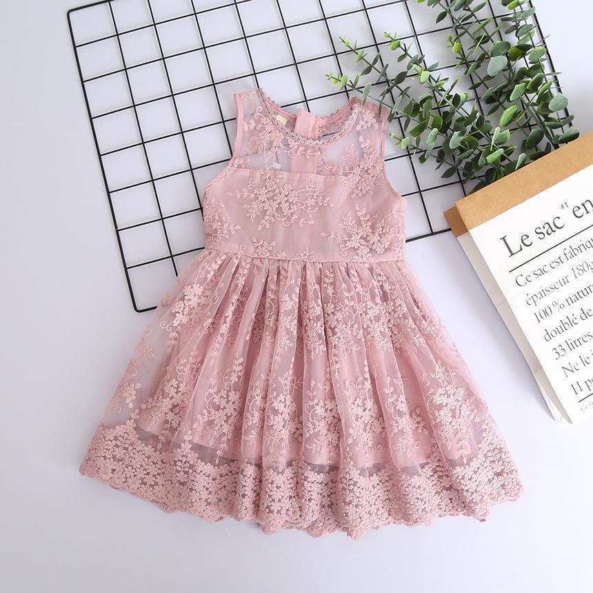 Girls Mesh Embroidered Princess Skirt Solid Color Lace Vest Skirt - PrettyKid