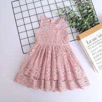 Girls Mesh Embroidered Princess Skirt Solid Color Lace Vest Skirt - PrettyKid