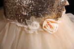 Flower Girl Princess Sequin Flower Tutu Wedding Dress - PrettyKid