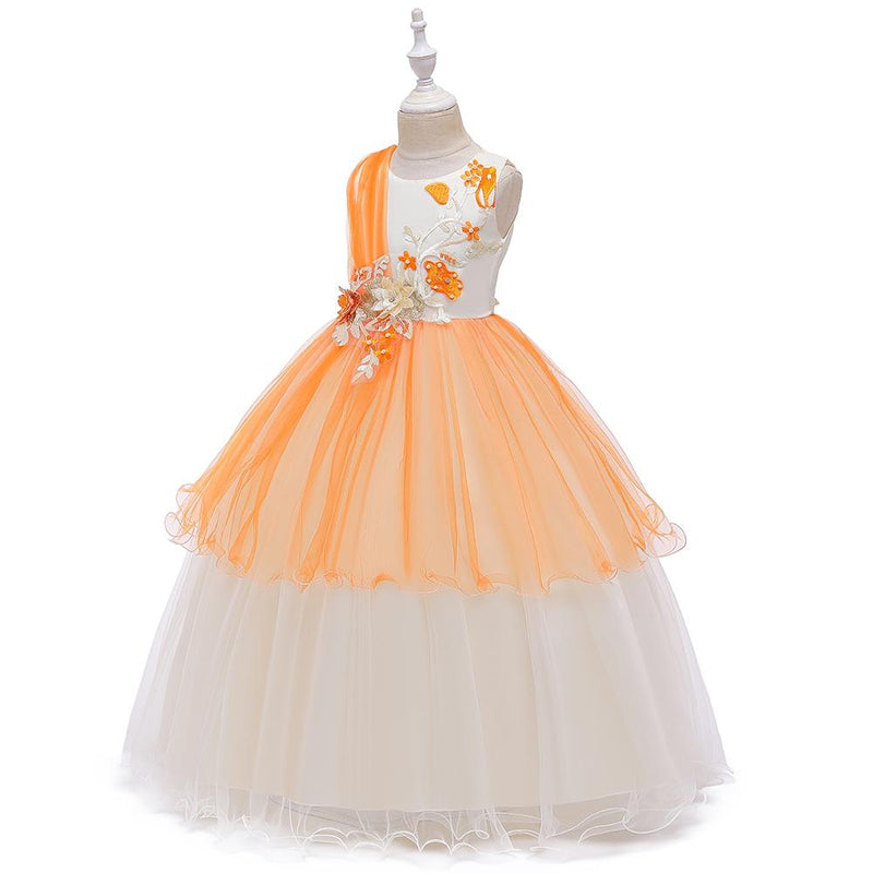 Girls Prom Dress Long Princess Tutu Skirt Children Performance Clothes - PrettyKid