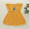 Toddler Girls Embroidered Solid Color Cotton Linen Lovely Dress - PrettyKid