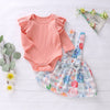 Toddler Girls Knitted Top Cartoon Flowers Strap Skirt - PrettyKid