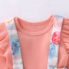 Toddler Girls Knitted Top Cartoon Flowers Strap Skirt - PrettyKid